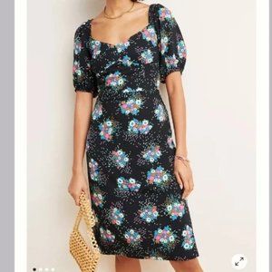 Anthropologie Scarletta Sweetheart Midi Dress Black Floral Romantic Anthro 6